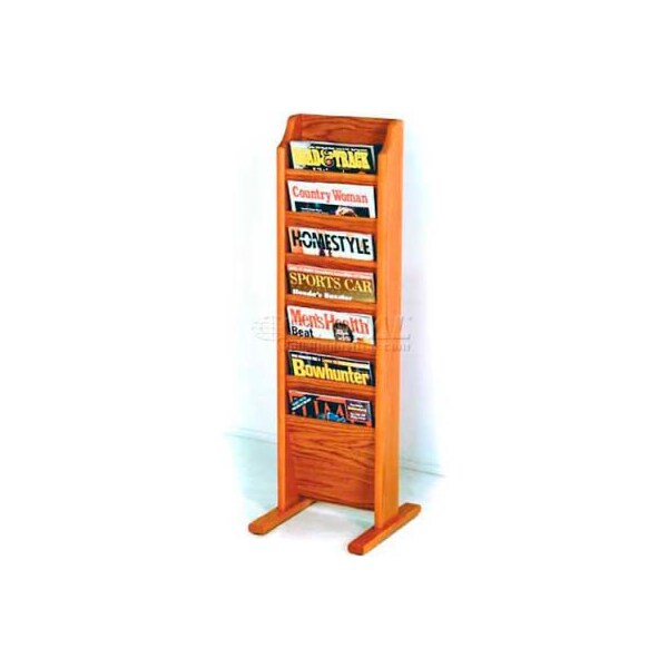 Wooden Mallet Wooden Mallet Cascade Free-Standing 7 Pocket Magazine Rack, Medium Oak MR7-FSMO - main